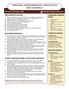 Tornado Preparedness Checklist-Schools