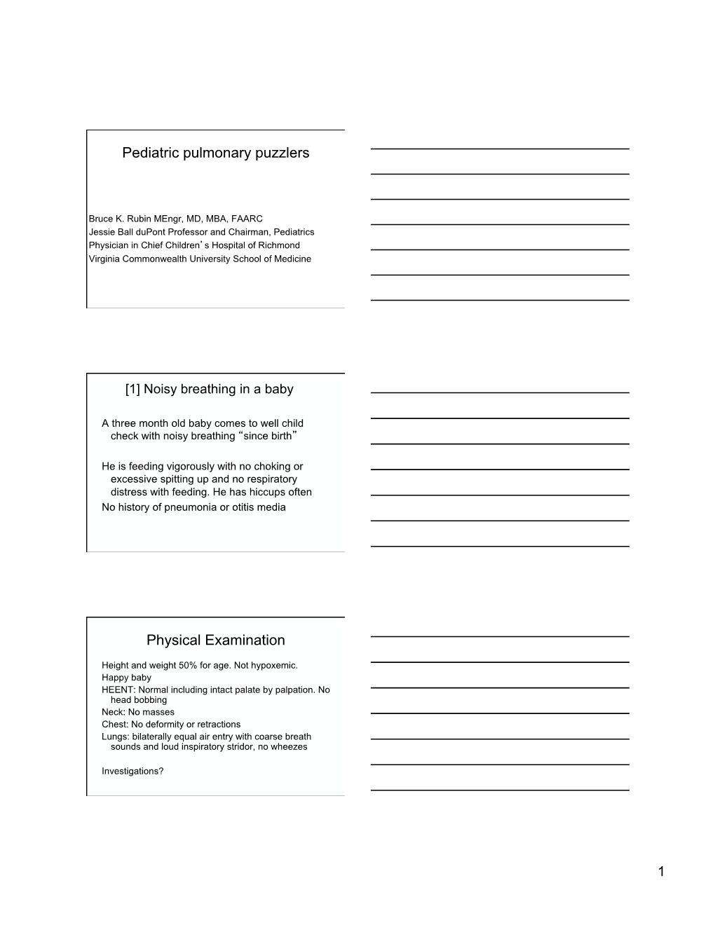 1 Pediatric Pulmonary Puzzlers Physical Examination