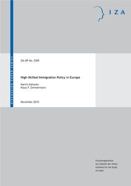 High-Skilled Immigration Policy in Europe