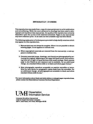 T T-\Yf-T Dissertation U I V L L Information Service University Microfilms Intemational a Bell & Howell Information Company 300 N