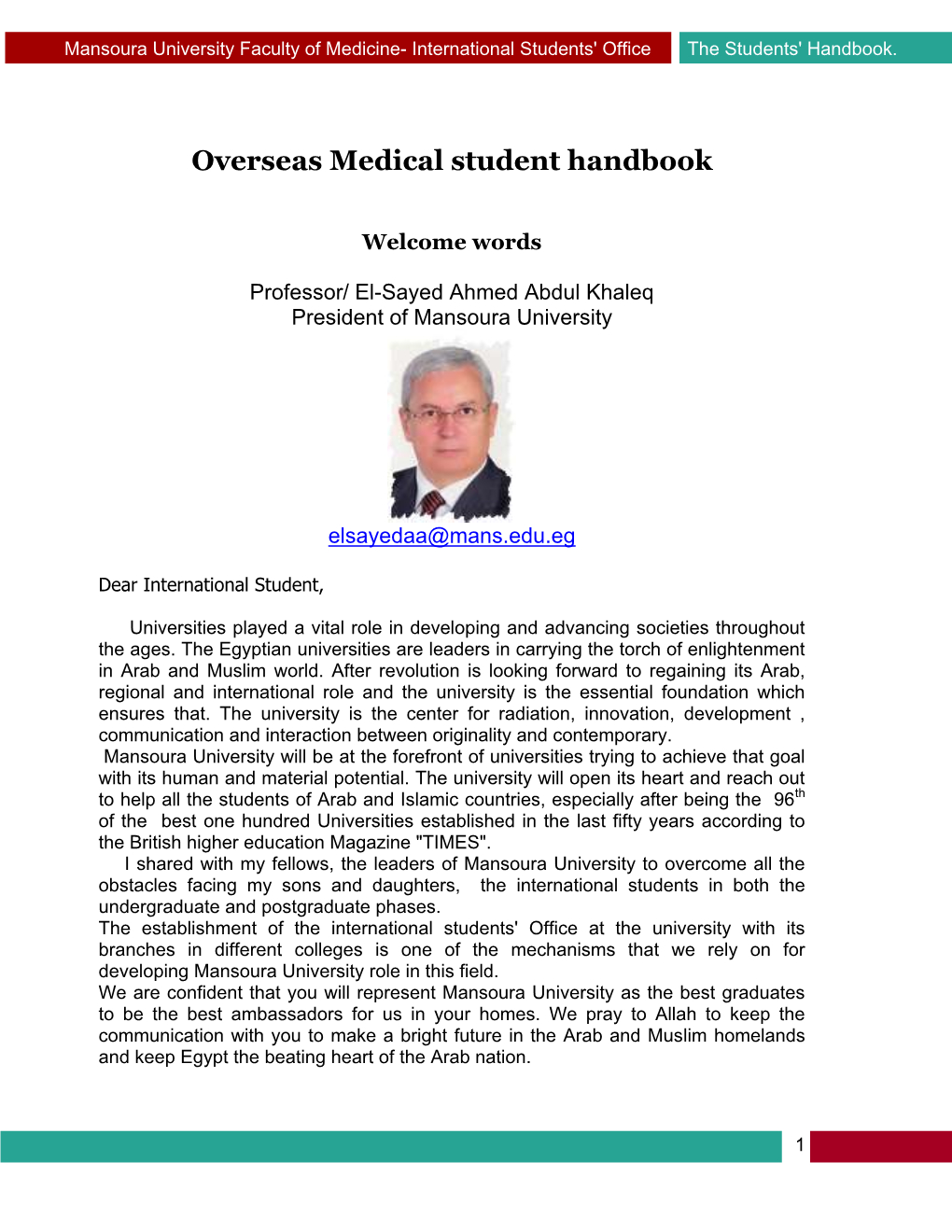 Overseas Medical Student Handbook