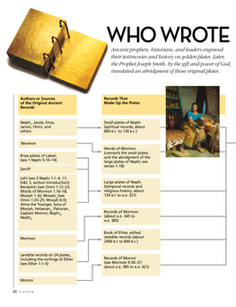 WHO WROTE the BOOK of MORMON? Ancient Prophets, Historians, and Leaders Engraved Their Testimonies and History on Golden Plates