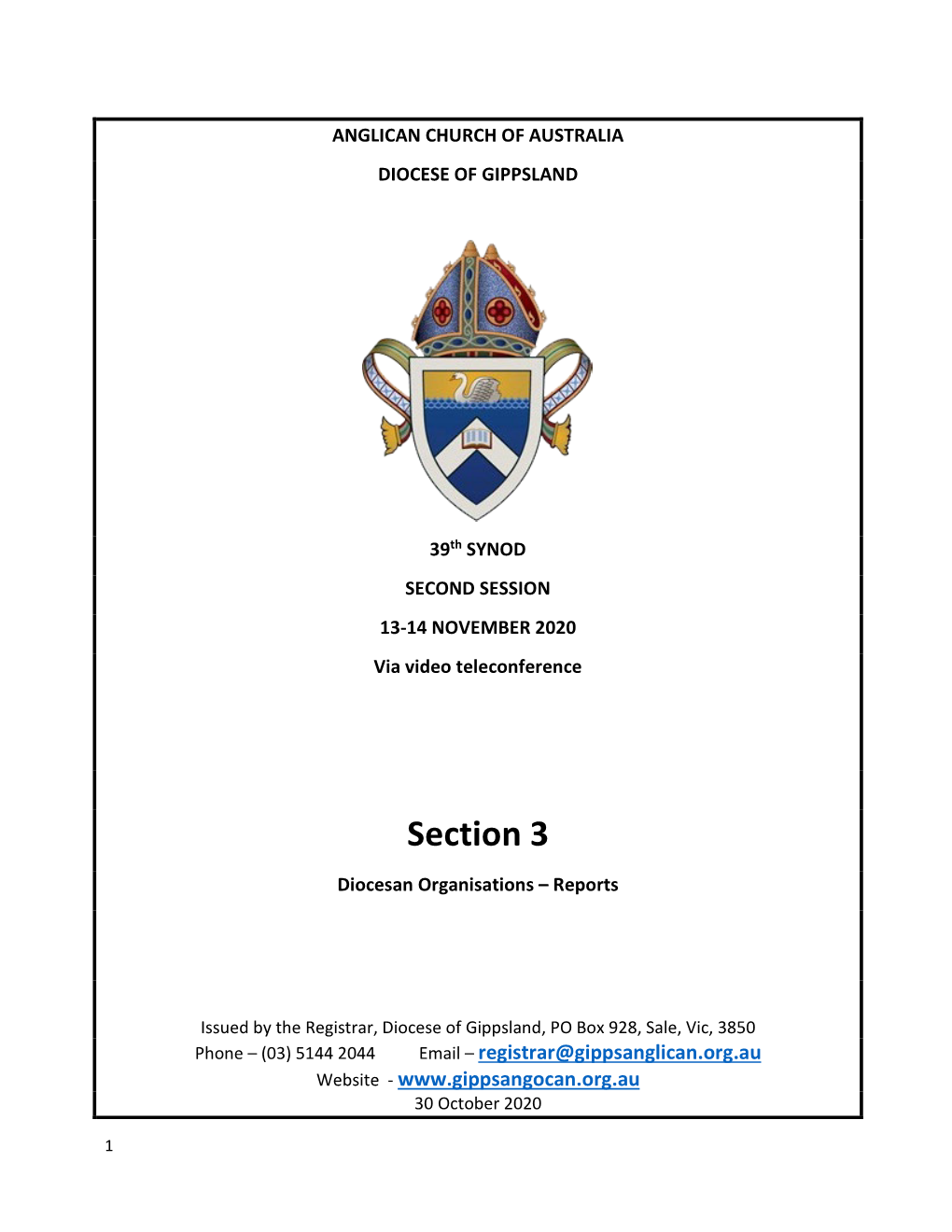 Section 3 Diocesan Organisations – Reports