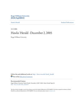 Hawks' Herald - December 2, 2005 Roger Williams University