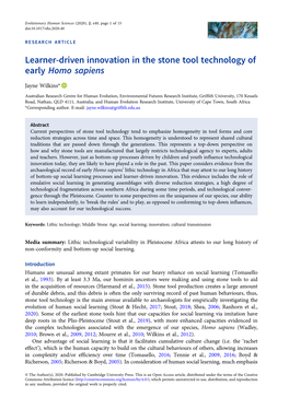 Learner-Driven Innovation in the Stone Tool Technology of Early Homo Sapiens