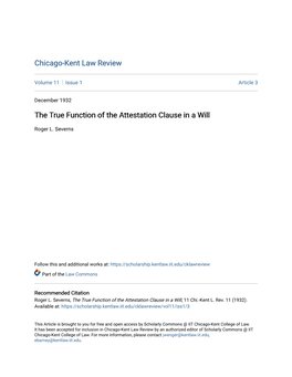 The True Function of the Attestation Clause in a Will