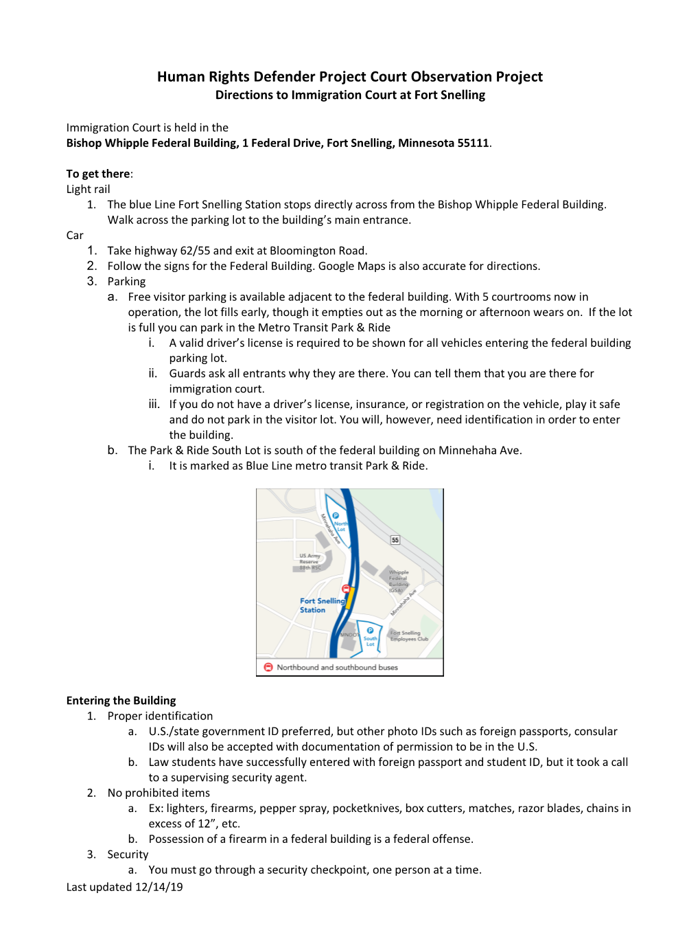 Human Rights Defender Project Court Observation Project Directions to