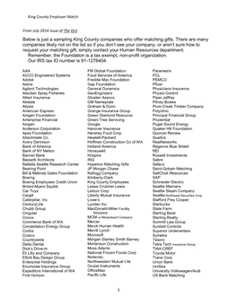 Below Is Just a Sampling King County Companies Who Offer Matching Gifts