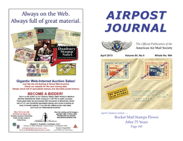 Airpost Journal — ARTICLES — Letters to Rocket Mail Stamps Flown After 75 Years