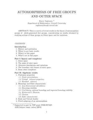 Automorphisms of Free Groups and Outer Space