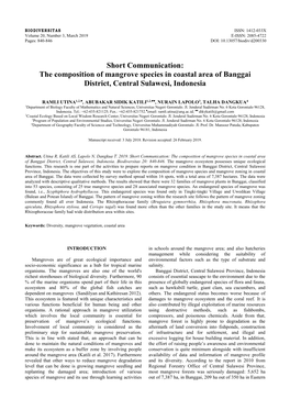 The Composition of Mangrove Species in Coastal Area of Banggai District, Central Sulawesi, Indonesia