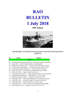 RAO BULLETIN 1 July 2018 PDF Edition