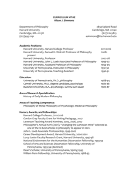 CURRICULUM VITAE Alison J. Simmons