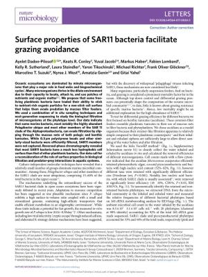 Surface Properties of SAR11 Bacteria Facilitate Grazing Avoidance