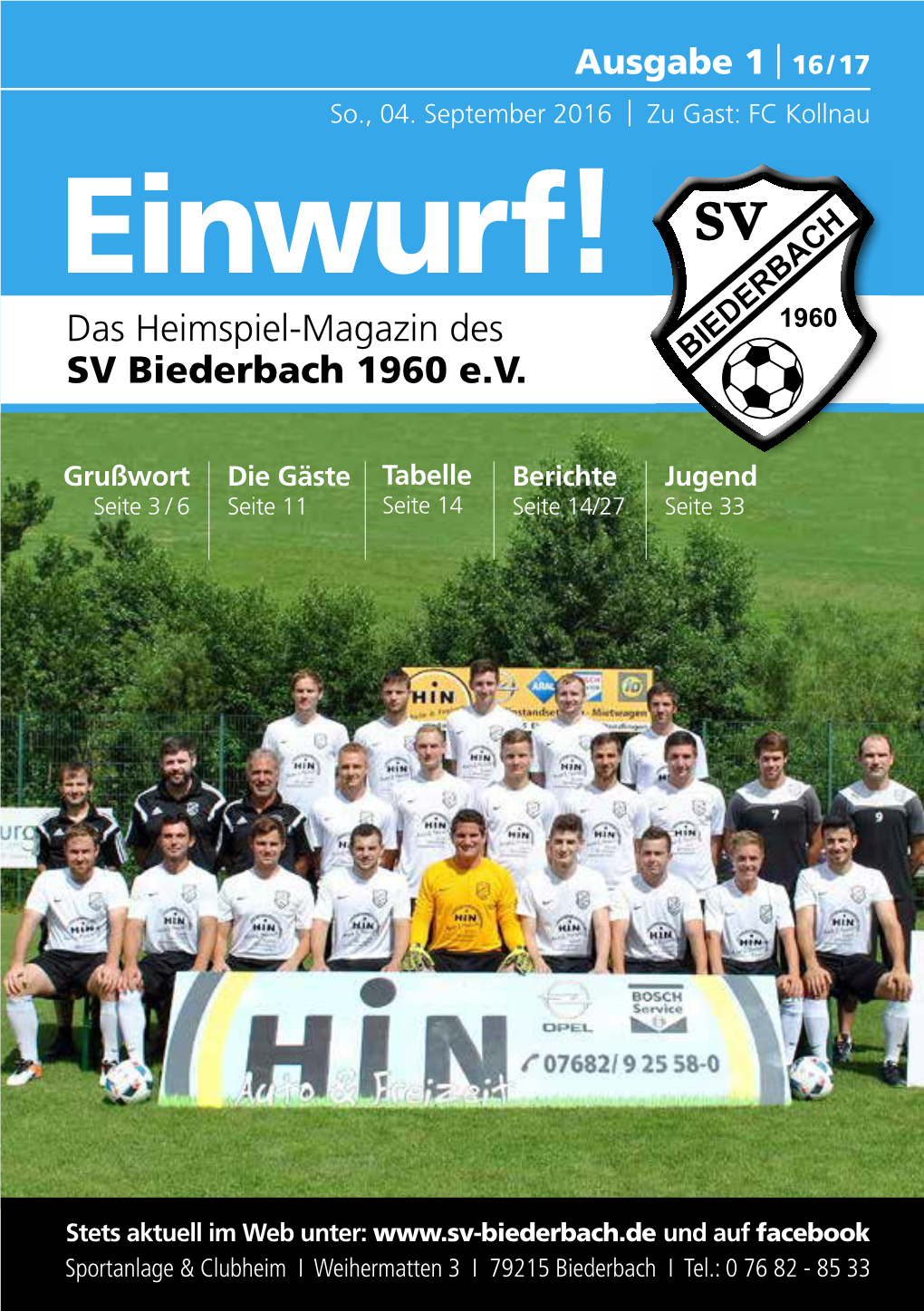 Einwurf! Das Heimspiel-Magazin Des SV Biederbach 1960 E.V