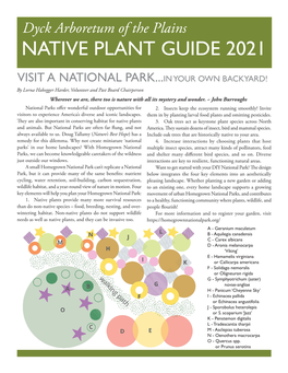 Dyck Arboretum of the Plains NATIVE PLANT GUIDE 2021