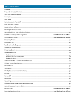 TABLE of CONTENTS Overview