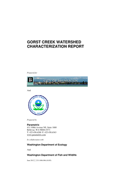 Gorst Creek Watershed Characterization Report