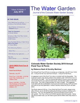The Water Garden July 2019 Journal of the Colorado Water Garden Society