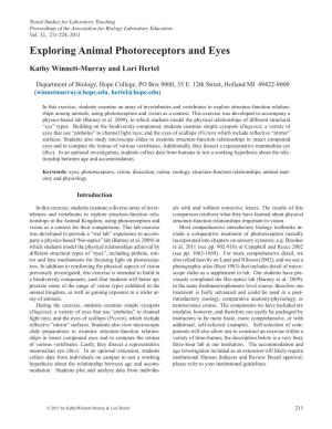 Exploring Animal Photoreceptors and Eyes