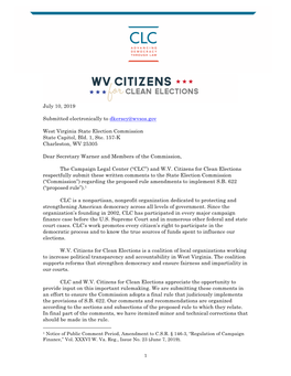 CLC & WV CCE Comments on Proposed Rulemaking for CSR 146-3