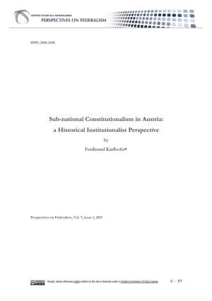 Sub-National Constitutionalism in Austria: a Historical Institutionalist Perspective by Ferdinand Karlhofer