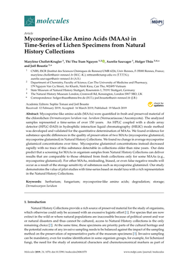 Mycosporine-Like Amino Acids (Maas) in Time-Series of Lichen Specimens from Natural History Collections