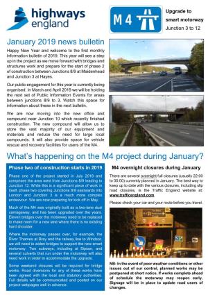 What's Happening on the M4 Project During January?