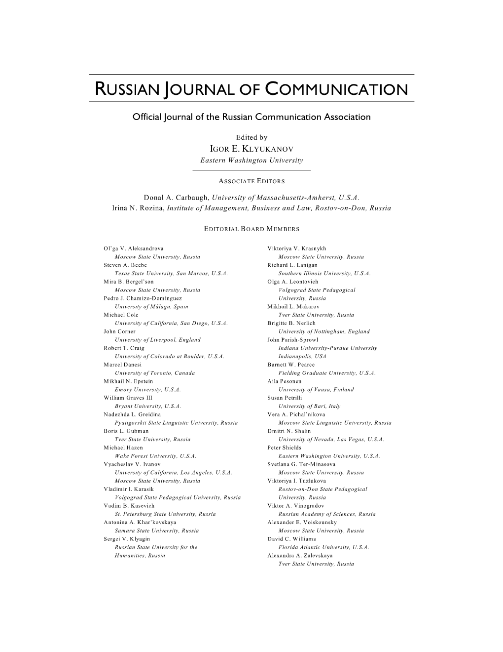 Russian Journal of Communication