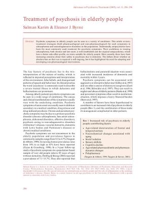 Treatment of Psychosis in Elderly People Salman Karim & Eleanor J