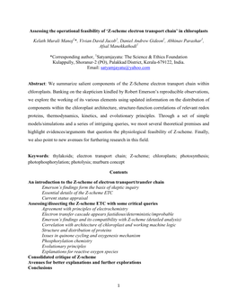 'Z-Scheme Electron Transport Chain' in Chloroplasts Kelath Murali Manoj