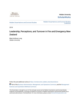 Leadership, Perceptions, and Turnover in Fire and Emergency New Zealand