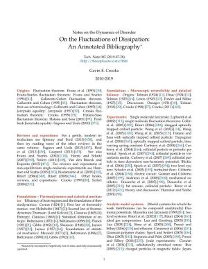 On the Fluctuations of Dissipation: an Annotated Bibliography∗