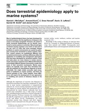 Does Terrestrial Epidemiology Apply to Marine Systems?