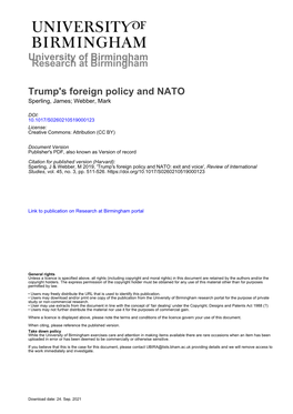 University of Birmingham Trump's Foreign Policy and NATO