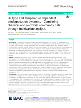 Oil Type and Temperature Dependent Biodegradation Dynamics