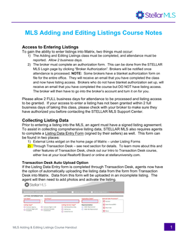 Adding & Editing Listings Course Notes