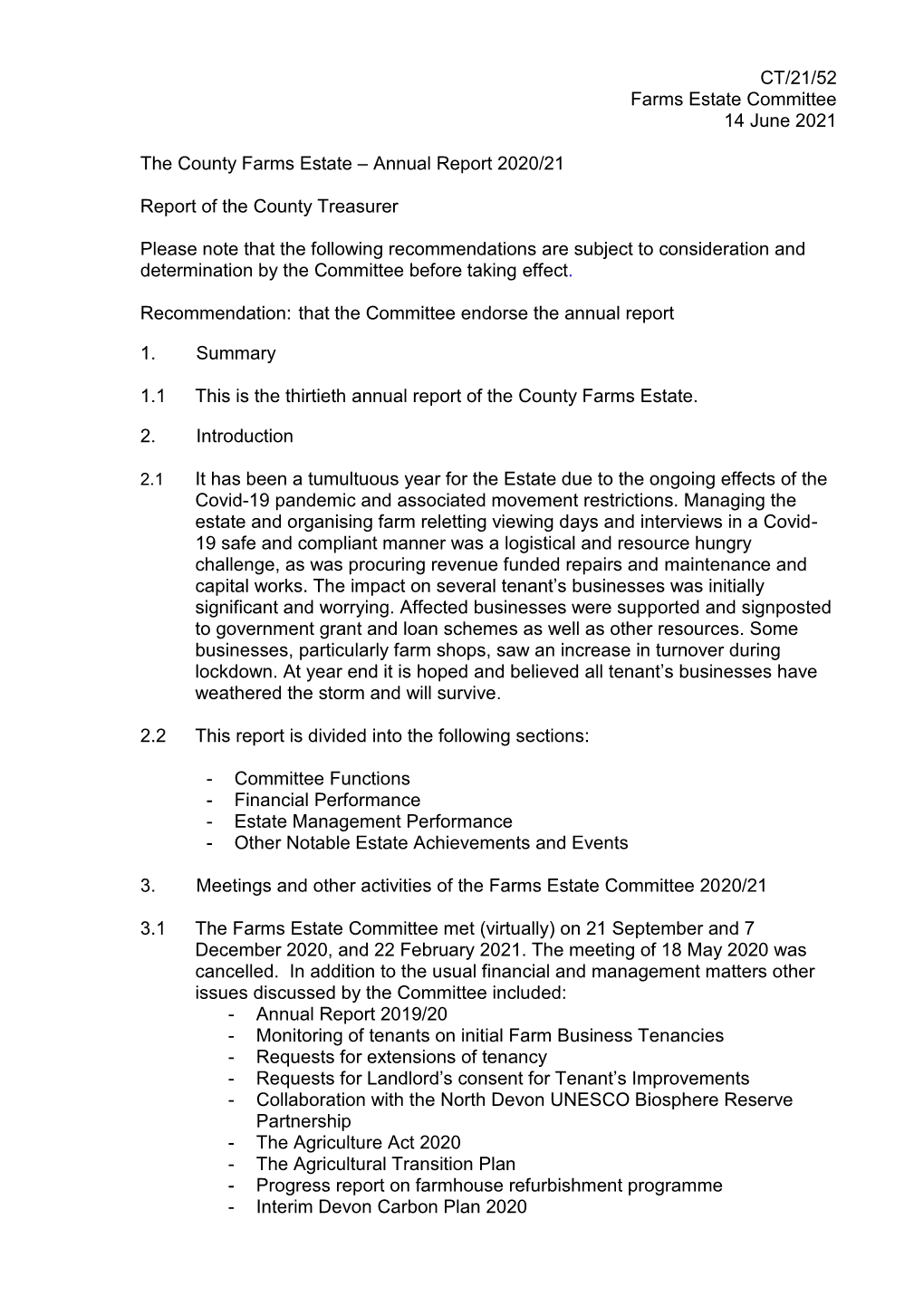 Annual Report 2020/21 Report of the County Treasurer P