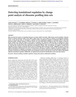 Detecting Translational Regulation by Change Point Analysis of Ribosome Profiling Data Sets