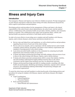 Chapter 7: Illness and Injury Care