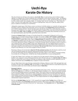 Uechi-Ryu Karate-Do History