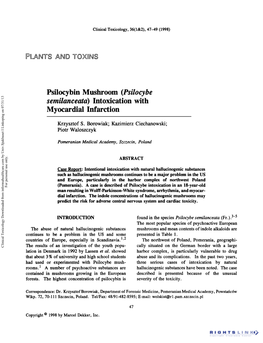 Psilocybin Mushroom (Psilocybe Semilanceata) Intoxication with Myocardial Infarction