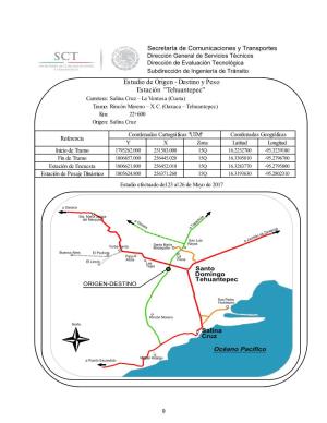 Estudio De Origen - Destino Y Peso Estación ''Tehuantepec'' Carretera: Salina Cruz – La Ventosa (Cuota) Tramo: Rincón Moreno – X