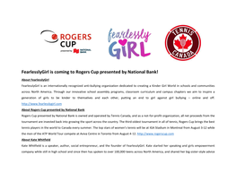 Fearlesslygirl Is Coming to Rogers Cup Presented by National Bank!