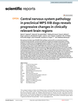 Central Nervous System Pathology in Preclinical MPS IIIB Dogs Reveals Progressive Changes in Clinically Relevant Brain Regions Martin T