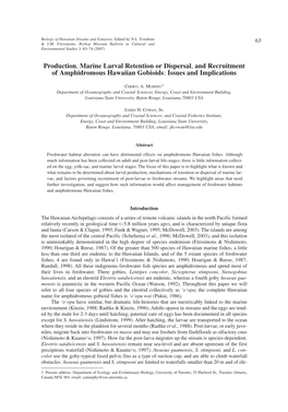 Production, Marine Larval Retention Or Dispersal, and Recruitment of Amphidromous Hawaiian Gobioids: Issues and Implications