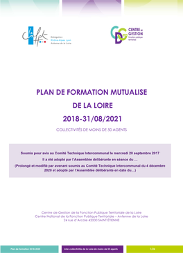 Plan De Formation Mutualise De La Loire 2018-31/08/2021