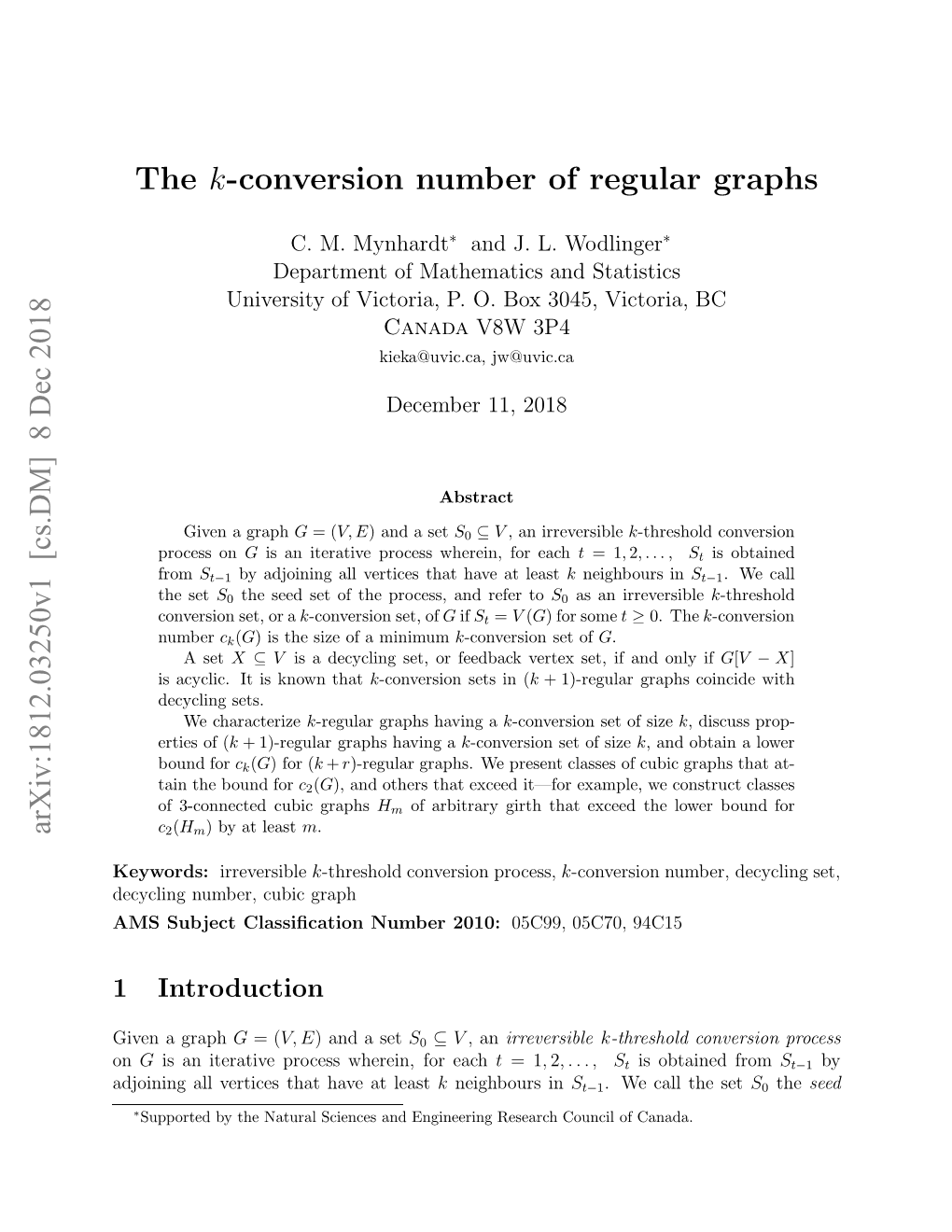 The $ K $-Conversion Number of Regular Graphs