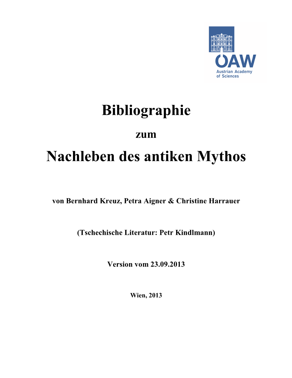 Bibliographie Zum Nachleben Des Antiken Mythos