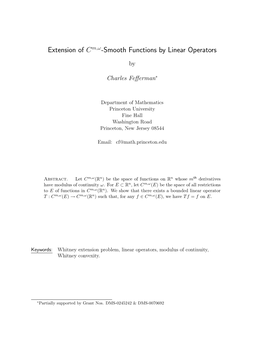 Extension of Cm,Ω-Smooth Functions by Linear Operators